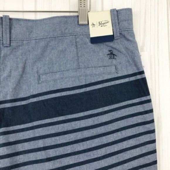 ORIGINAL PENGUIN Men's Blue Striped Shorts  - Picture 5 of 6